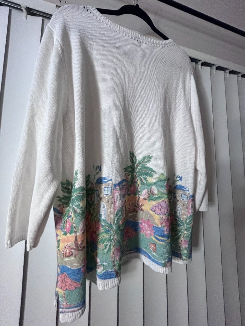 Women's Appleseeds Tropical Border-Print Summer Sweater Size XL Like New - Picture 2 of 10